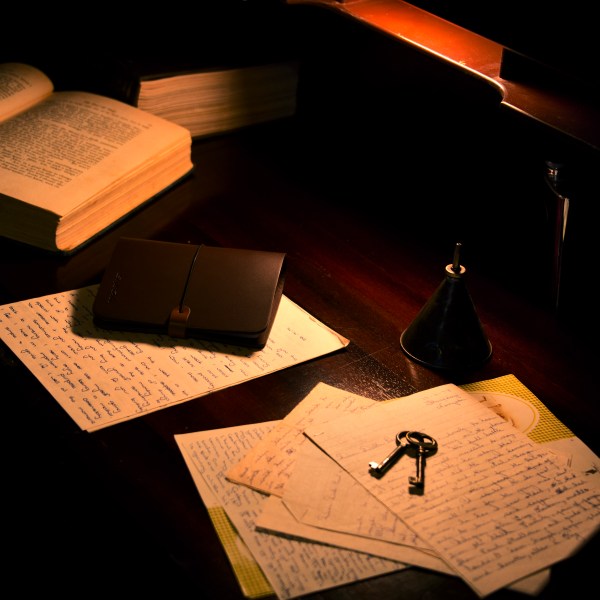 keys and notes on a desk
