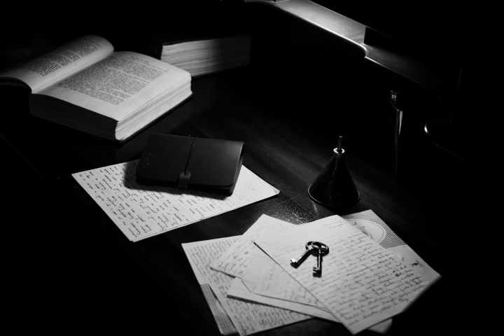 a paper on a table